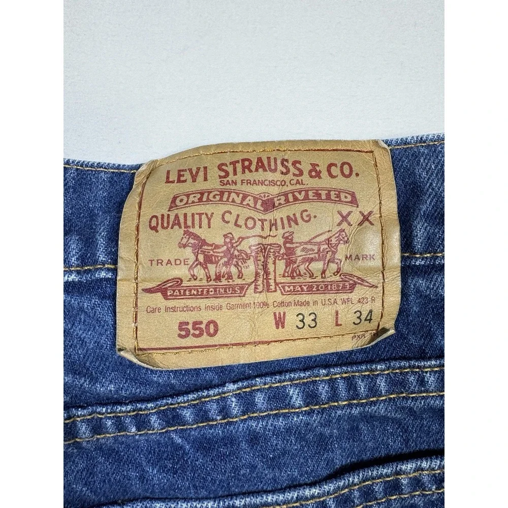 Vintage Levis 550 Made in USA Jeans Mens 33x34 Dark Wash Relaxed Tapered 1992